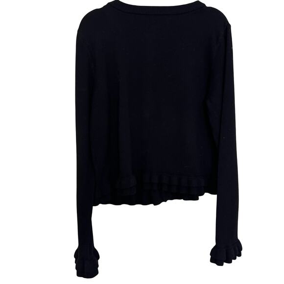 Milly Minis Black Ruffle Trim Cardigan, Girls 10, Sparkle Button Sweater - Picture 2 of 7